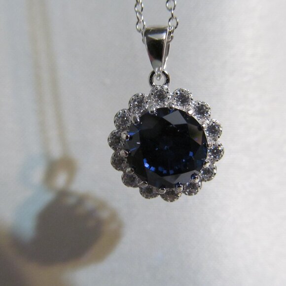 NWT Bella Luce Simulated Tanzanite & Diamond Rhodium over 925 Pendant w Chain - Picture 7 of 16